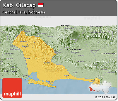 Savanna Style 3D Map of Kab. Cilacap