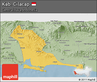 Savanna Style 3D Map of Kab. Cilacap