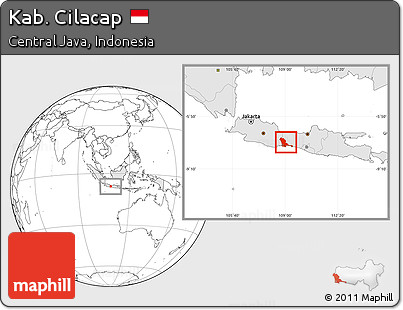 Blank Location Map of Kab. Cilacap, highlighted country