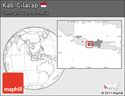 Blank Location Map of Kab. Cilacap, highlighted country, highlighted parent region