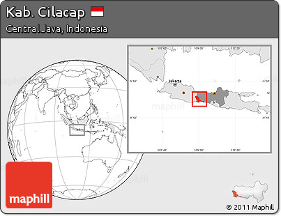 Blank Location Map of Kab. Cilacap, highlighted country, highlighted parent region