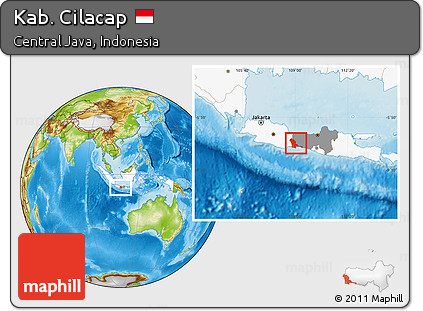 Physical Location Map of Kab. Cilacap, highlighted country, highlighted parent region