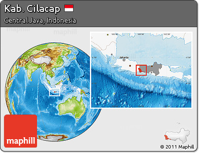 Physical Location Map of Kab. Cilacap, highlighted country, highlighted parent region