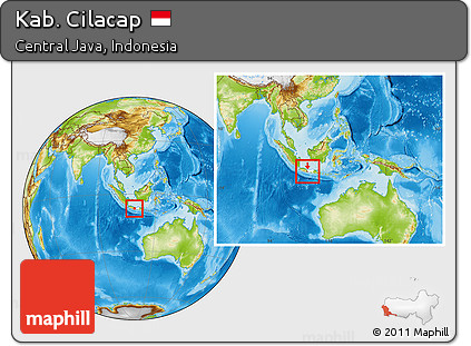 Physical Location Map of Kab. Cilacap, highlighted parent region, within the entire country