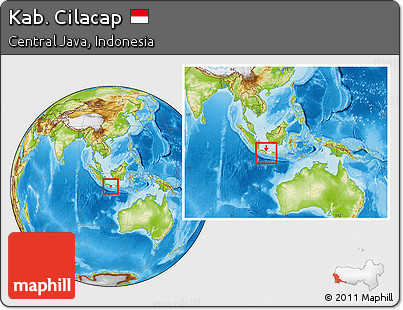 Physical Location Map of Kab. Cilacap, highlighted parent region, within the entire country