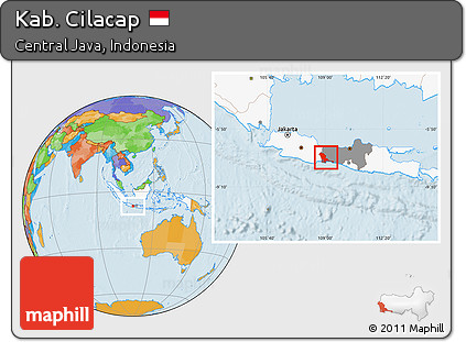 Political Location Map of Kab. Cilacap, highlighted country, highlighted parent region