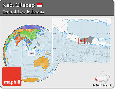 Political Location Map of Kab. Cilacap, highlighted country, highlighted parent region