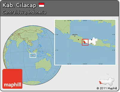 Savanna Style Location Map of Kab. Cilacap, highlighted parent region