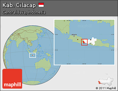Savanna Style Location Map of Kab. Cilacap, highlighted parent region