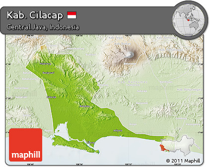 Physical Map of Kab. Cilacap, lighten