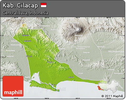 Physical Map of Kab. Cilacap, lighten, semi-desaturated