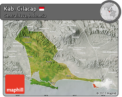 Satellite Map of Kab. Cilacap, lighten, semi-desaturated