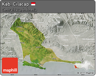 Satellite Map of Kab. Cilacap, lighten, semi-desaturated