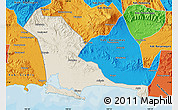 Shaded Relief Map of Kab. Cilacap, political outside