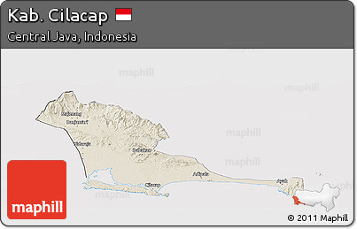 Shaded Relief Panoramic Map of Kab. Cilacap, cropped outside
