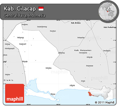 Silver Style Simple Map of Kab. Cilacap