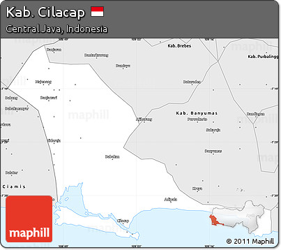 Silver Style Simple Map of Kab. Cilacap