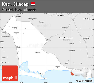 Silver Style Simple Map of Kab. Cilacap