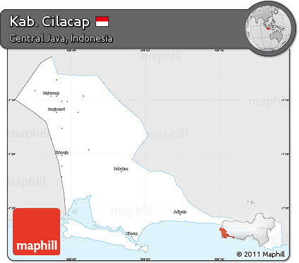 Silver Style Simple Map of Kab. Cilacap, single color outside