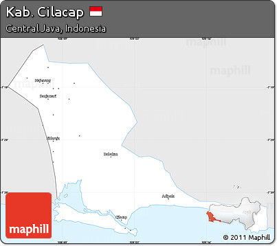 Silver Style Simple Map of Kab. Cilacap, single color outside