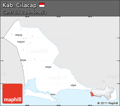 Silver Style Simple Map of Kab. Cilacap, single color outside