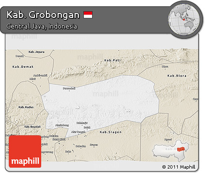 Classic Style 3D Map of Kab. Grobongan