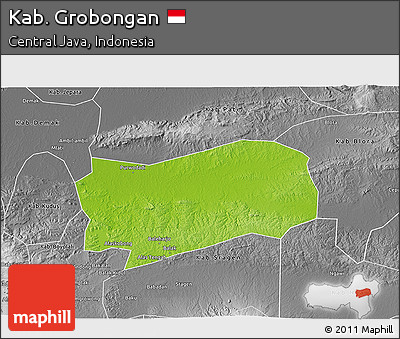 Physical 3D Map of Kab. Grobongan, desaturated