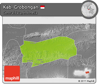 Physical 3D Map of Kab. Grobongan, desaturated