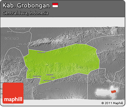Physical 3D Map of Kab. Grobongan, desaturated
