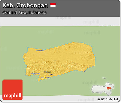 Savanna Style 3D Map of Kab. Grobongan, single color outside