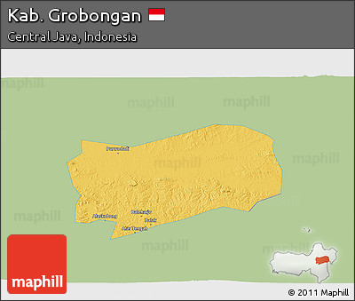 Savanna Style 3D Map of Kab. Grobongan, single color outside