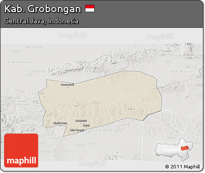 Shaded Relief 3D Map of Kab. Grobongan, lighten, semi-desaturated