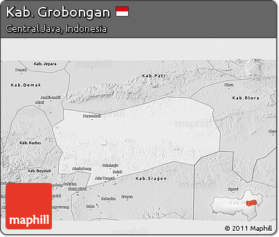 Silver Style 3D Map of Kab. Grobongan