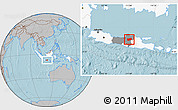 Gray Location Map of Kab. Grobongan, highlighted country, highlighted parent region, hill shading