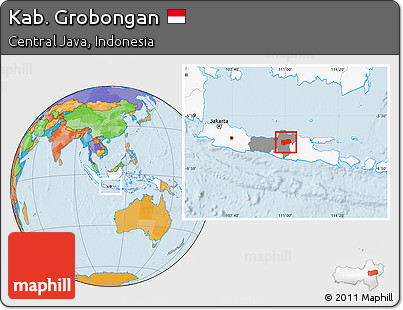 Political Location Map of Kab. Grobongan, highlighted country, highlighted parent region