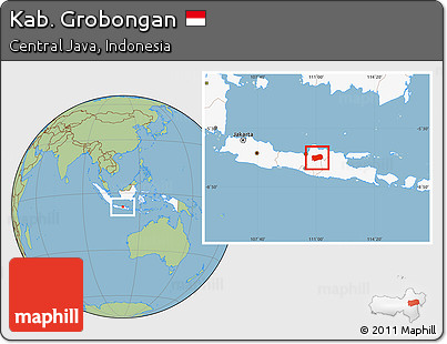 Savanna Style Location Map of Kab. Grobongan, highlighted country