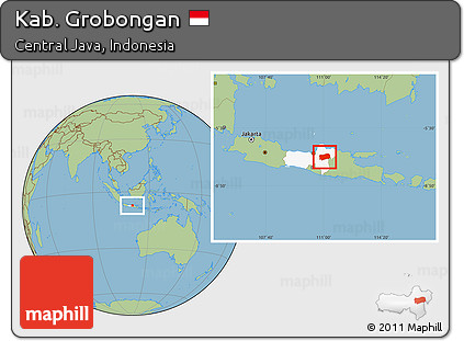 Savanna Style Location Map of Kab. Grobongan, highlighted parent region