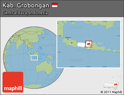 Savanna Style Location Map of Kab. Grobongan, highlighted parent region