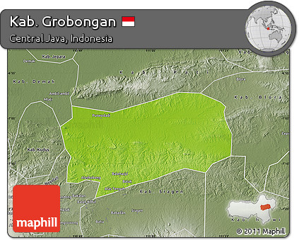 Physical Map of Kab. Grobongan, semi-desaturated