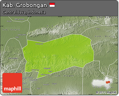 Physical Map of Kab. Grobongan, semi-desaturated