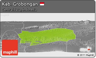 Physical Panoramic Map of Kab. Grobongan, desaturated