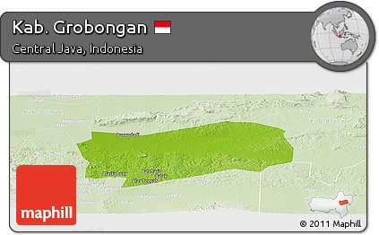 Physical Panoramic Map of Kab. Grobongan, lighten