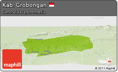 Physical Panoramic Map of Kab. Grobongan, lighten