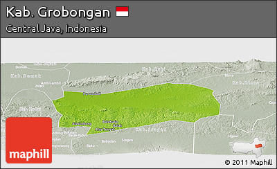 Physical Panoramic Map of Kab. Grobongan, lighten, semi-desaturated