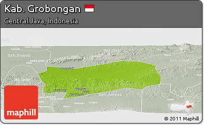 Physical Panoramic Map of Kab. Grobongan, lighten, semi-desaturated
