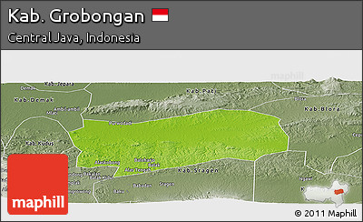Physical Panoramic Map of Kab. Grobongan, semi-desaturated