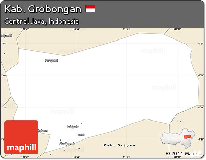 Classic Style Simple Map of Kab. Grobongan