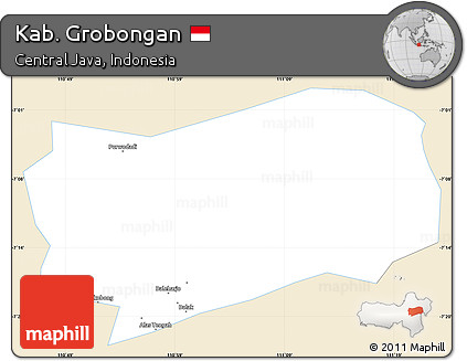 Classic Style Simple Map of Kab. Grobongan, single color outside