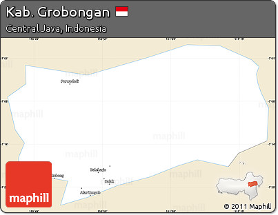 Classic Style Simple Map of Kab. Grobongan, single color outside