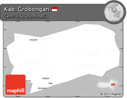 Gray Simple Map of Kab. Grobongan, single color outside
